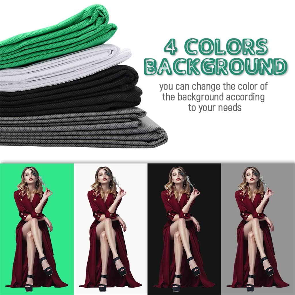 Zhong Photo Video Studio Background Stand Kit 2 * 2 Backdrop Stand Support 4 Color Fabric Background Cloth for Video Camera, knvbn-555 4