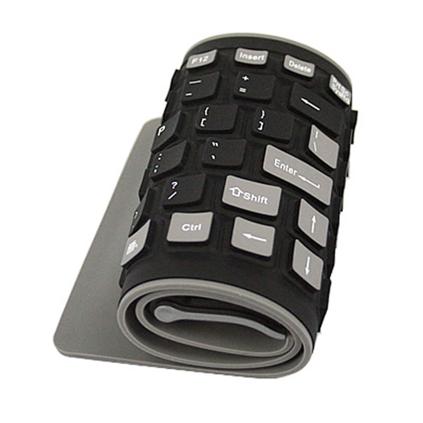 BLUEXIN Waterproof Dustproof Portable Silicone Flexible Folding Roll Up Soft Rubber Keyboard Black 2