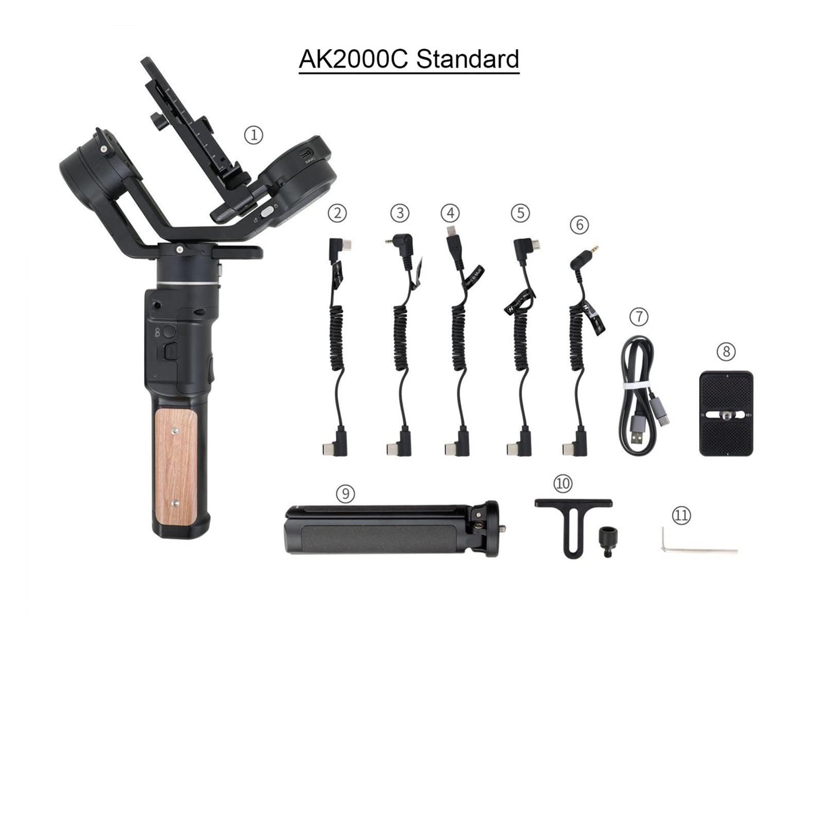 AK2000S DSLR Professional Camera Stabilizer Handheld Video Gimbal Fit for DSLR Mirrorless Camera for Outdoor Video Recording (Color : Standard) (Ak2000s Standard Kit) 6