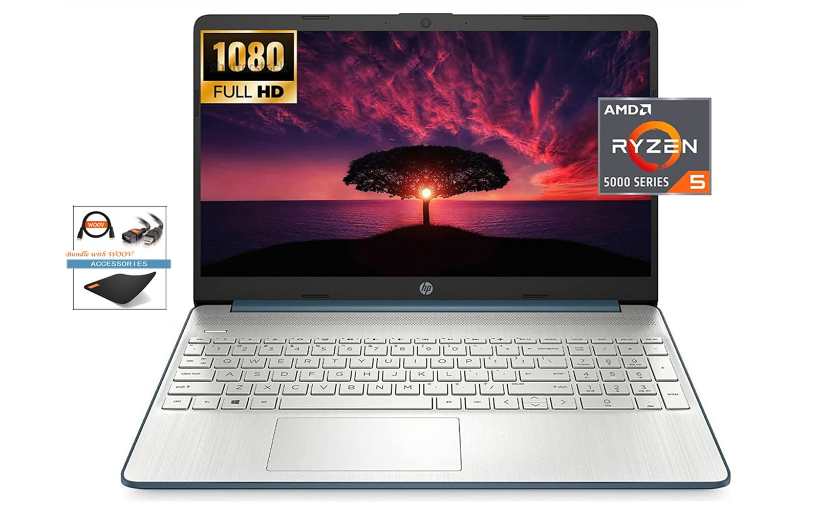 HP Ultra-Thin and Light Laptop, 15.6" FHD IPS Display, AMD Ryzen 5 5500U ( Beats i7-1065G7), Up to 4.0GHz, Webcam, HP Fast Charge, Type-C, 9 hr Battery Life, HDMI, Win 11 (8GB RAM | 512GB SSD) 2