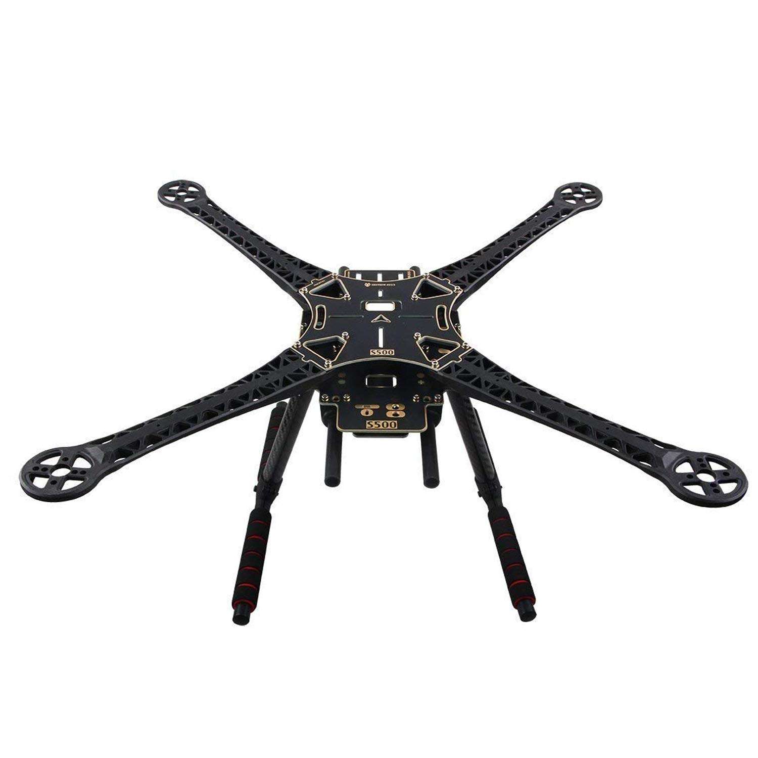 S500 RC Quadcopter Fuselage Frame Kit PCB Version with Carbon Fiber Landing Gear Skide Kits & 2PCS XT60 XT-60 Male to Female Battery Connector Adapter with JST Cable 4