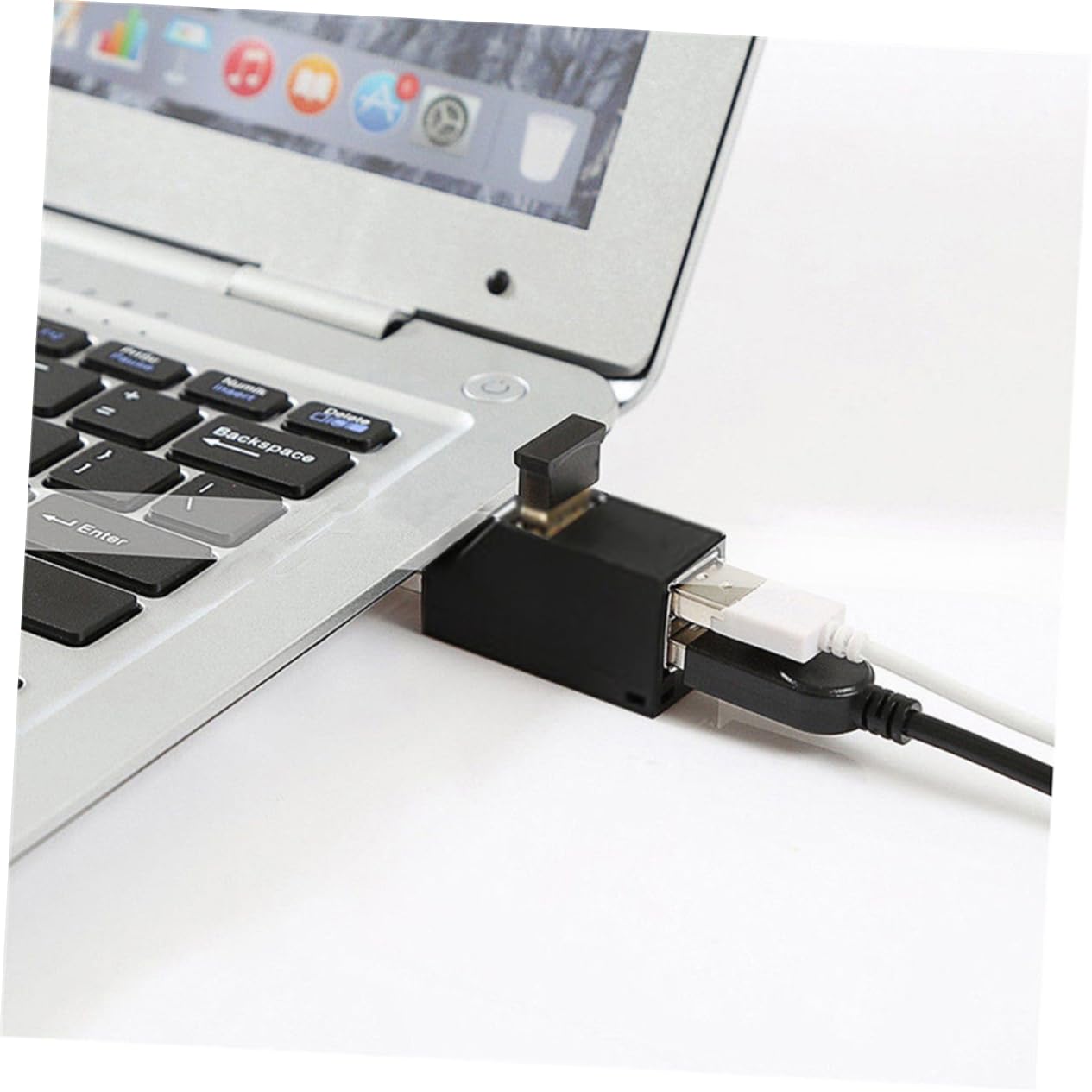 FONDOTIN Port Mini USB Hub Splitter Adapter for PC and Portable Hard Drives No Power Supply Required Compact Design Black 5