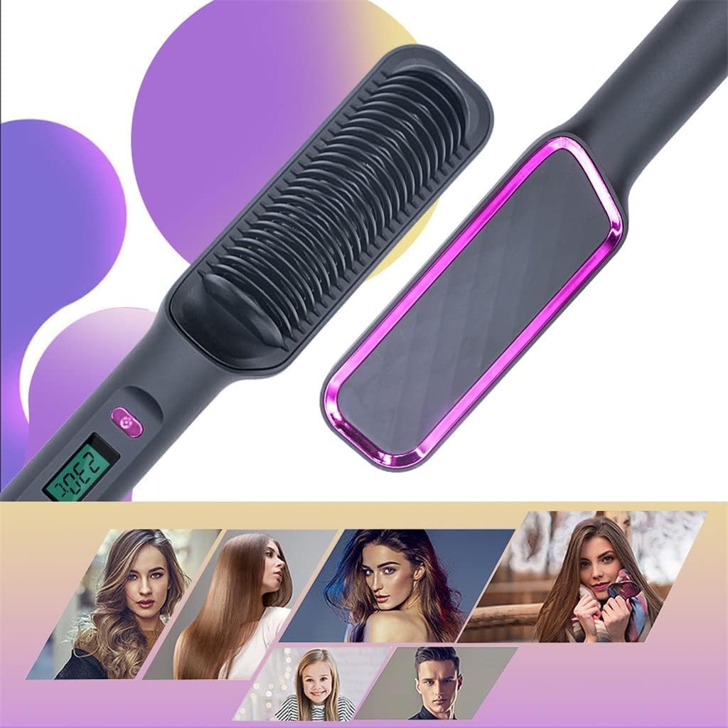 NANZU Hair Straightener Brush Hair Straightener Comb Anti-Scald Hair Straightening Brush Fast Heating Ceramic 5