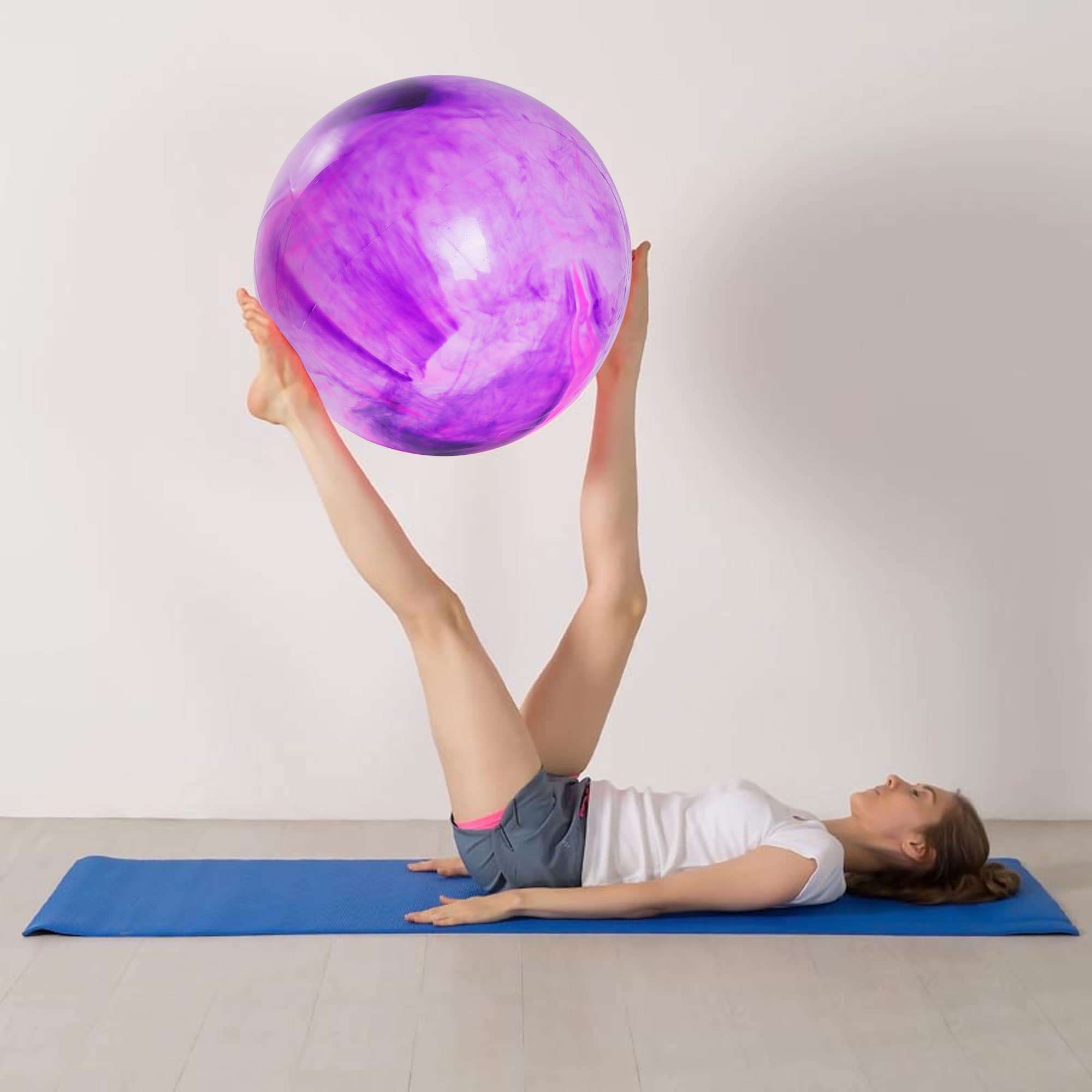 baotongle 2pcs 15 inches Marbleized Bouncy Balls Bouncing Balls with Pump for Pet Outdoor School Water(15inches, Blue and Purple) 5