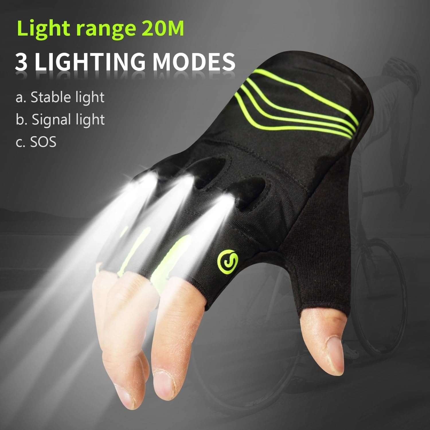 Rechargeable 4 LED Flashlight Cycling Gloves Hands Free Led Flashlight for Running Walking Fishing Riding Safety Gloves Solid Quality Comfortable Fits Bicycle Flashlight Gloves for Men Gifts 5