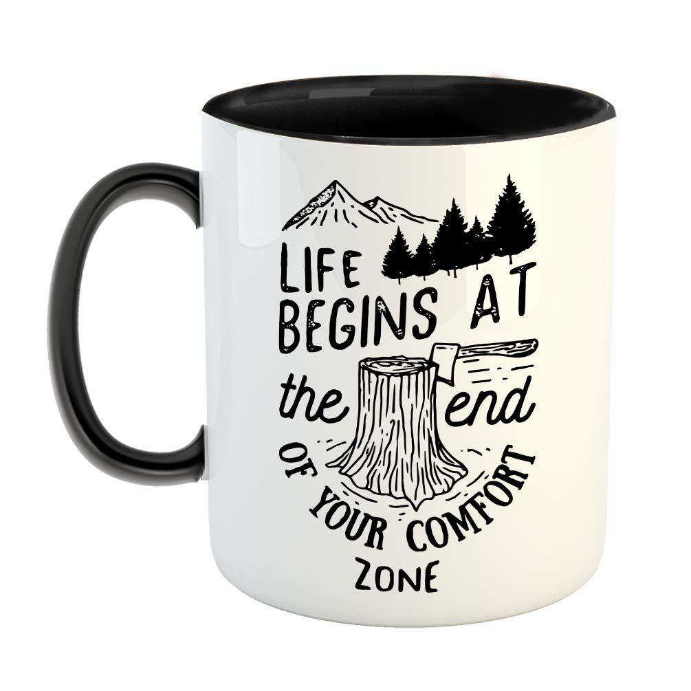 FABTODAY - Life Begins at The end of Your Comfort Zone Coffee Mug - Best Motivational Qoute Mug for Family and Friends - Color - Black (0509) 1