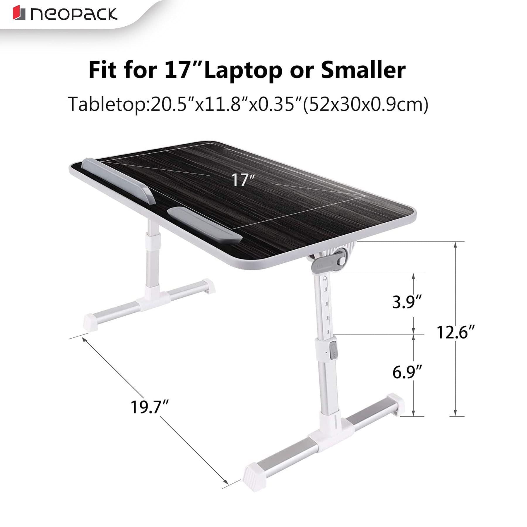 Neopack Aluminum Ergonomic Laptop Table/Portable Lap Desk With Foldable Legs (Fits: 13"- 16" Laptops & Macbooks)- Black 5