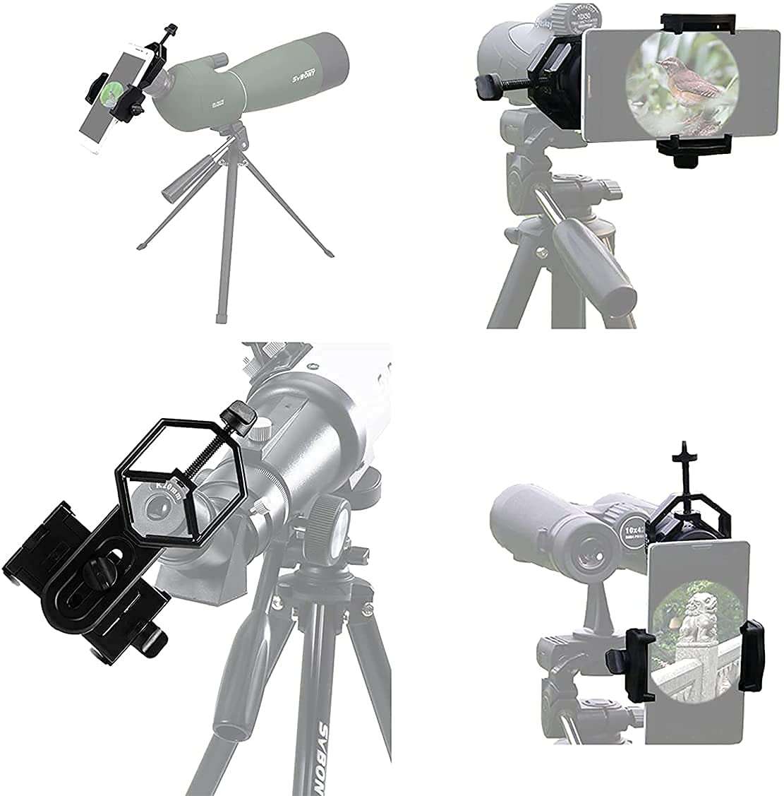 Frixen Eagle Universal Cell Phone Adapter Mount Telescope Phone Mount for Binocular Monocular Spotting Scope Telescope Support Eyepiece Diameter 25 to 48mm 4