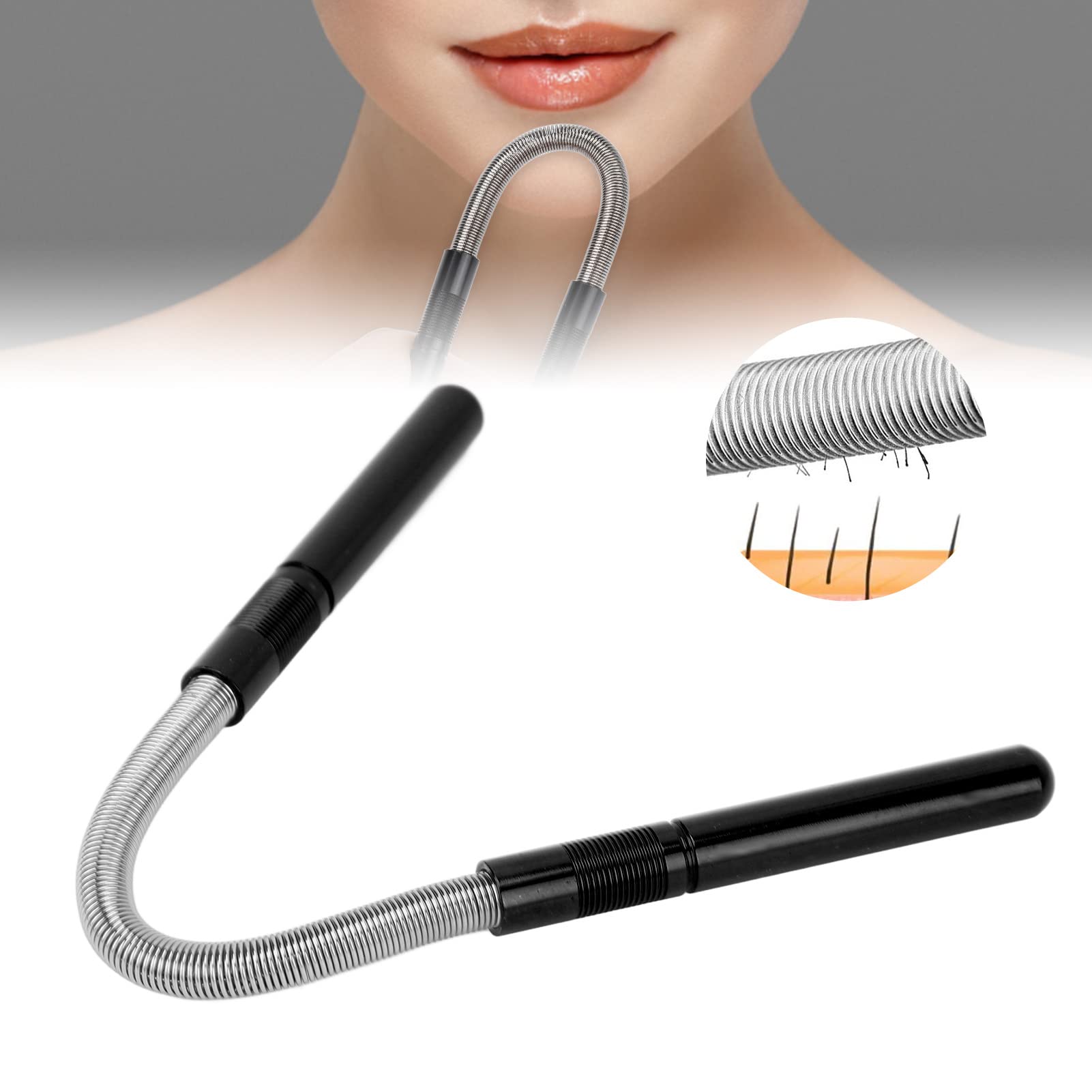 Stainless Steel Facial Hair Remover, 3 Colors, Facial Hair Makeup Threading Tool for Face Upper Lip Chin Cheeks(Black) 4