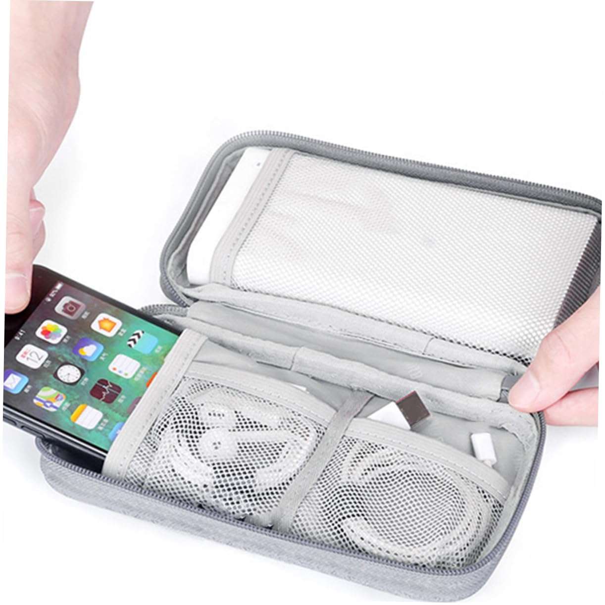 SWOOMEY Earphone Bag Earphone Pouch USB Cable Pouch USB Cable Bag Digital Accessories Organizer Grey 5