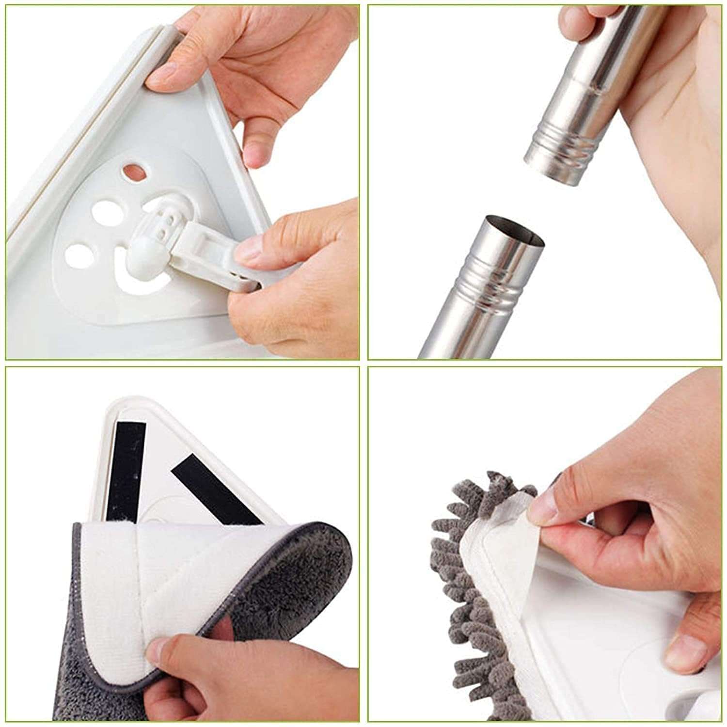 Gigglenest Wall mop Cleaner with Long Handle,Triangle Microfiber Dust Mop Baseboard Cleaner Tool Ceiling Washer Window Washing Kit with Extension Pole2 Removable Washable Replacement 5