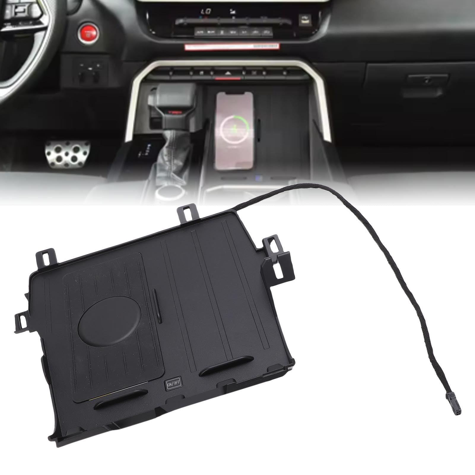 RASTKY 15W Wireless Car Charger Pad, Fast Charging Panel Easy Installation, Replacement for Tundra 2022 2023, with Multiple Power Levels, Stable Performance, Intelligent Protection 4