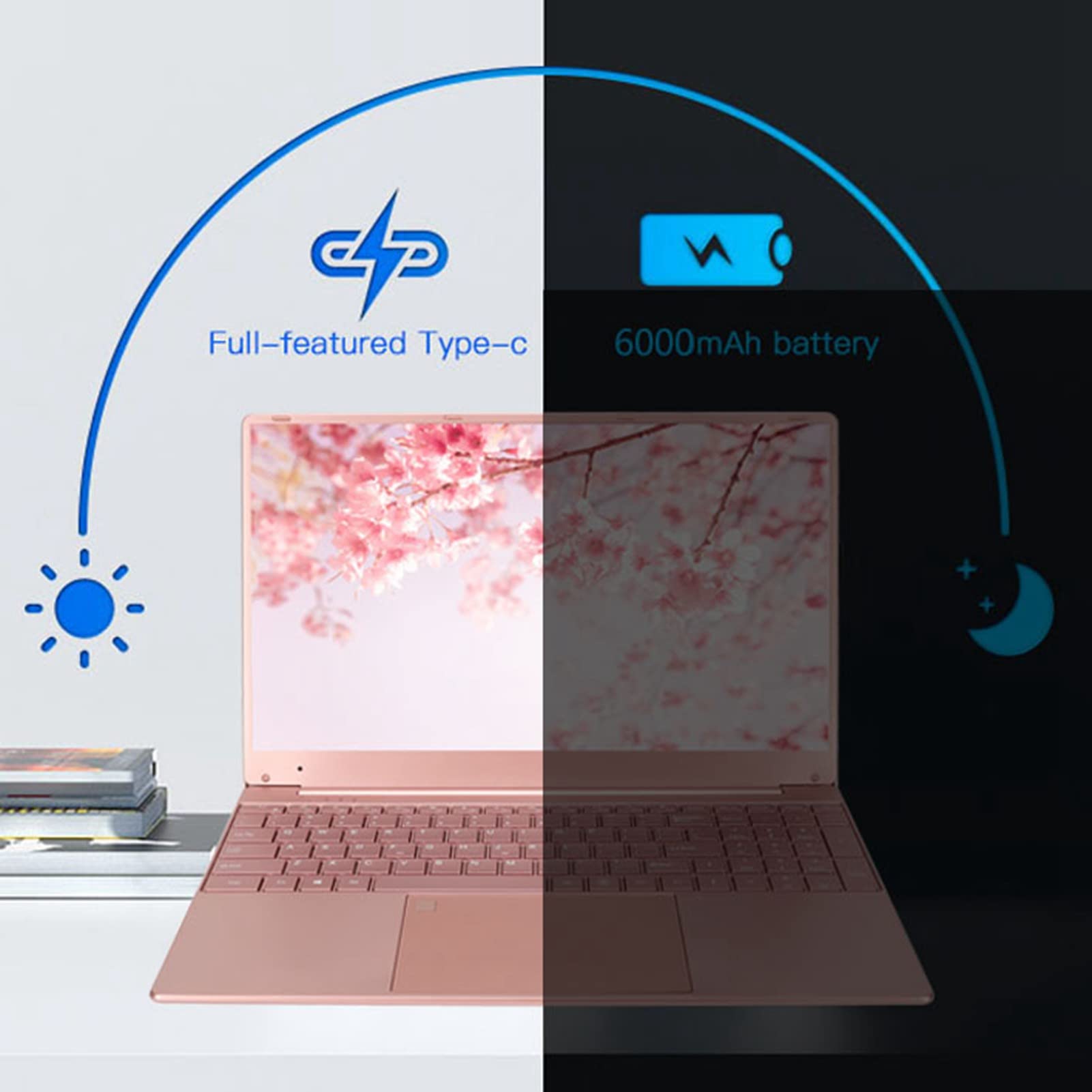 15.6in Pink Laptop Computer, 2K IPS HD Dispaly Thin and Light Laptop, for Intel N5095 CPU For Intel UHD Graphics for Windows 11, with WiFi Backlit Keyboard Fingerprint Numerical Keypad(16+256G) 3