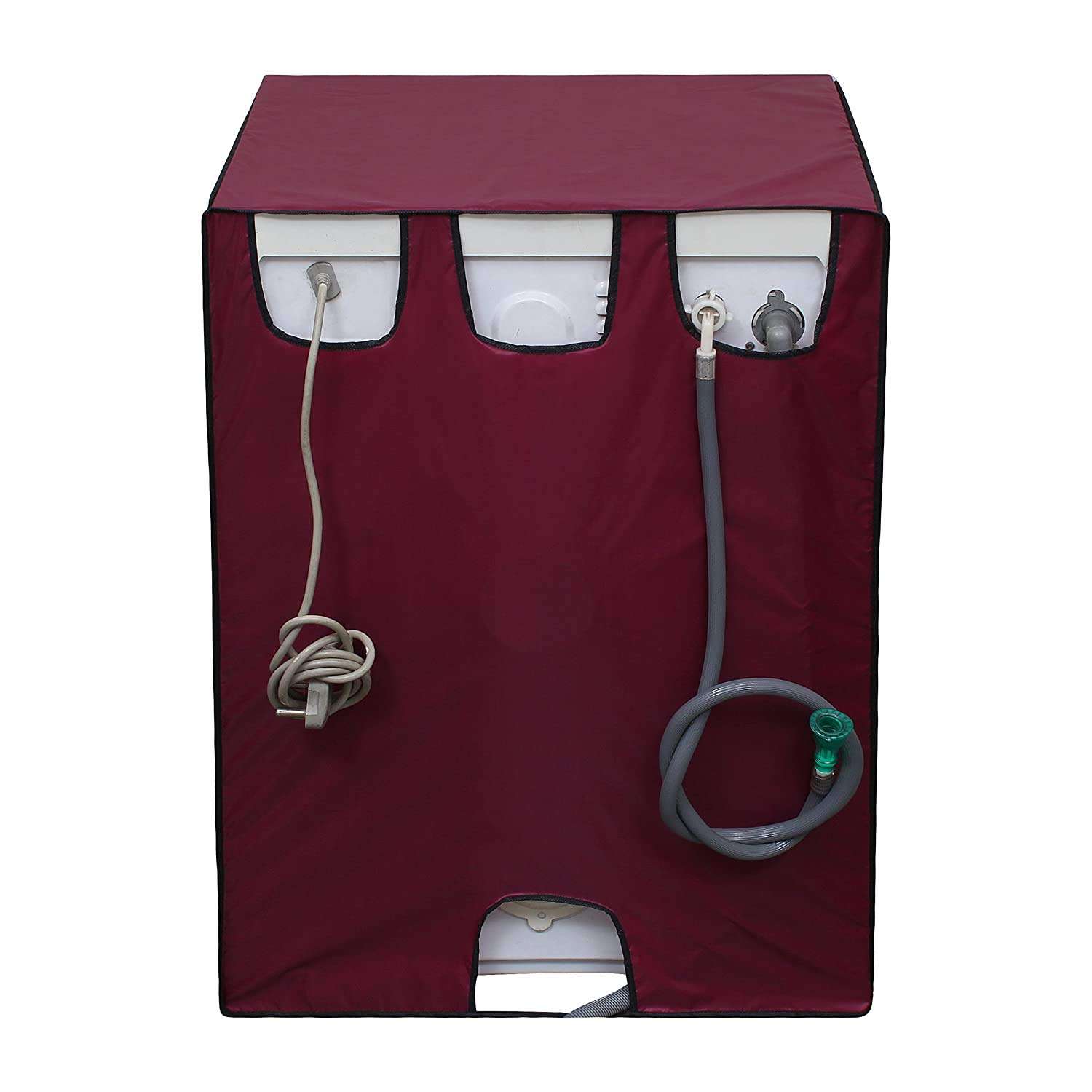 Amazon Brand - Solimo PVC Water Resistant Front Load Fully Automatic Washing Machine Cover, Maroon 6