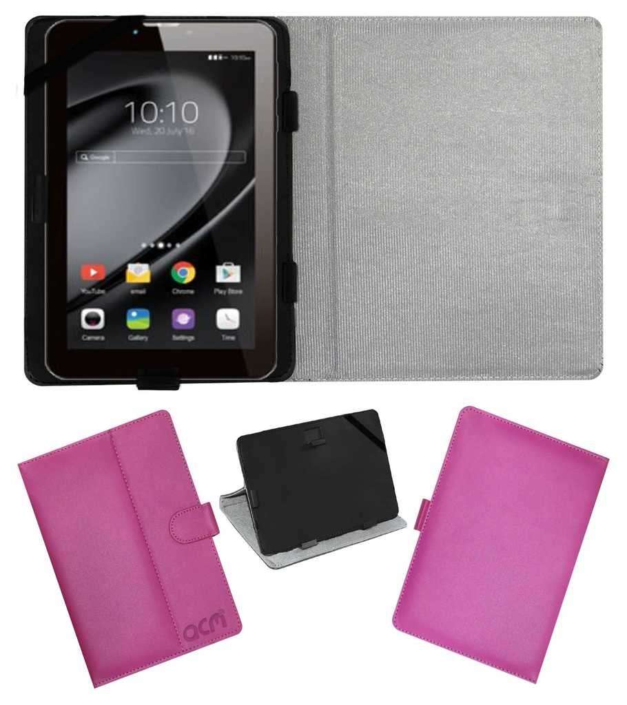 Acm Leather Flip Flap Case Compatible with Celkon Ct744 Tablet Cover Stand Pink 1