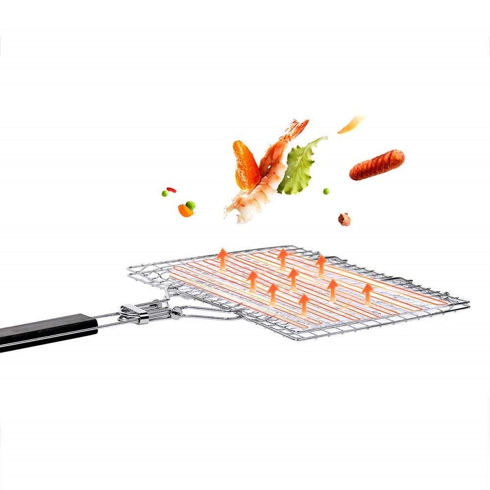 Param Portable Barbecue BBQ Grill Net Wooden Handle 3