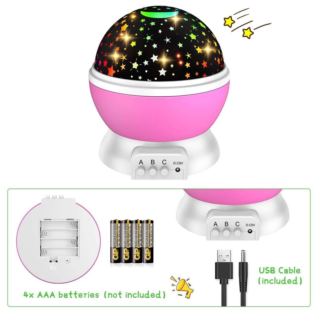 Moknest Star Projector for Kids 1-10 Years - Girls and Boys Birthday Gifts, Christmas Presents, Sensory Baby Toys (Pink) 6