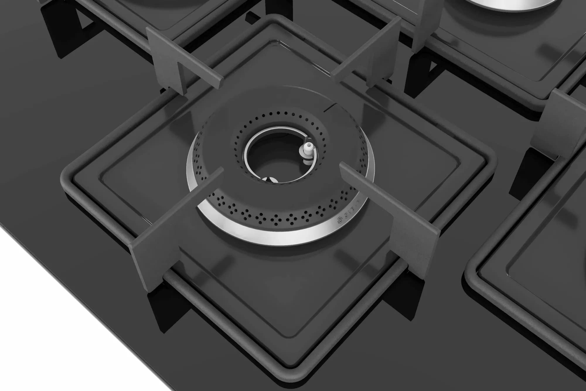 Bosch Built in Gas Hob Black Tempered glass Glass 4 Burner Auto Ignition 75 cm Italian Double Ring Burners (PNI7B6B10I) 5