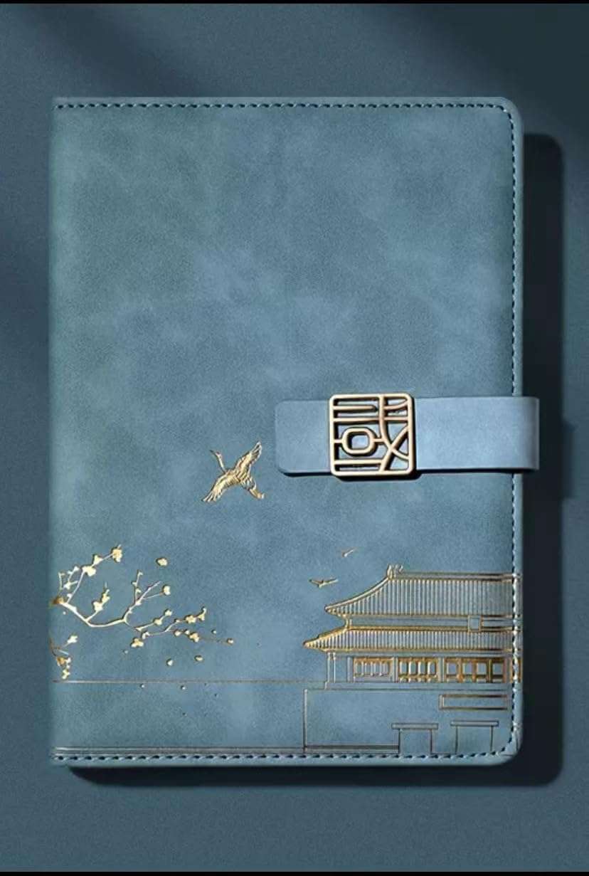 New 5.7x8.3 inches in 2024; Simple A5 notebook Chinese style waterproof PU leather cover multi-functional manual exquisite literature and art work conference horizontal notebook thickened 360 pages 1