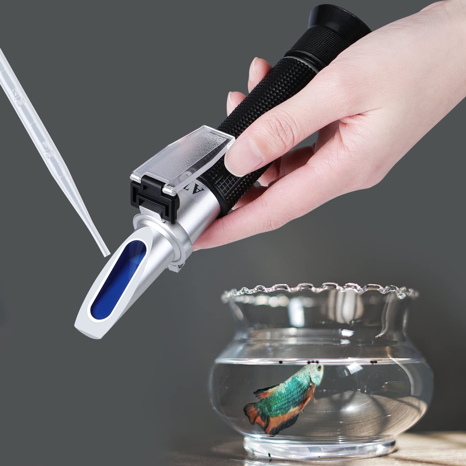 RZ Aquariums Salinity Refractometer for Seawater Marine Fish-Keeping, Dual Scales Specific Gravity Salinity Meter Hydrometer 0-100ppt & 1.000-1.070, Saltwater Tester with ATC Function 2