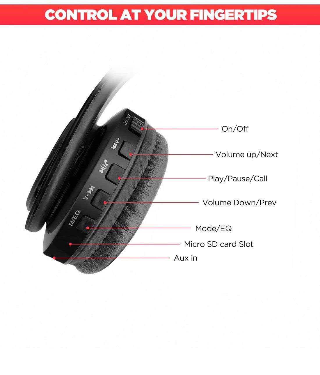 Macmerise Suit up Ironman On-Ear Bluetooth Headphone with Upto 10 Hours Playback, FM Radio, SD Card, Soft Padded Ear Cushions and Passive Noise Isolation | Decibel Wireless Headphone 5