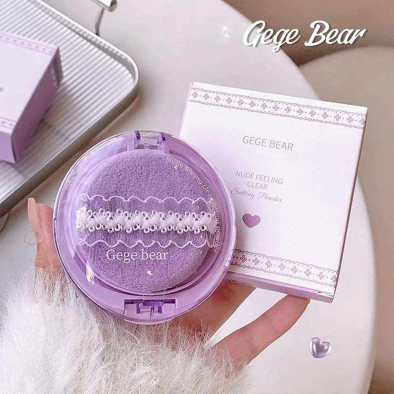 Gege Bear Clear Setting Powder | Dewy Natural Glow | Long Lasting | Super Blendable | High Performance | Full Coverage | Super Stay | Fix Compact for Makeup Setting | Oil Control | Lightweight Flawless Soft & Smooth | Best Compact Powder for Women Girls (01# Vitality, 8g) 6