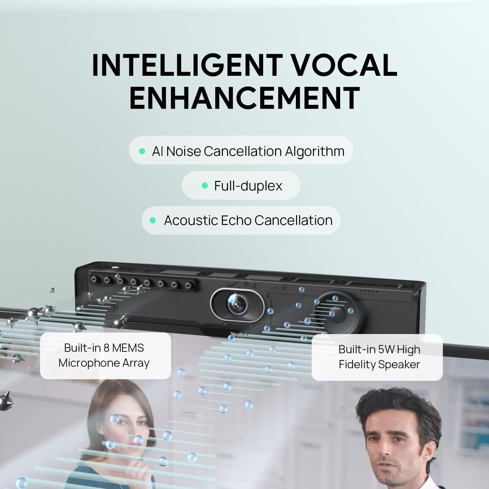 Yealink MeetingBar A10 Video Conference Room System 4K 120° Wide Angle Camera AI Auto Framing Conference Webcam with 8 Mics Arrays Speaker Tracking Noise Cancellation Teams Zoom Certified 5