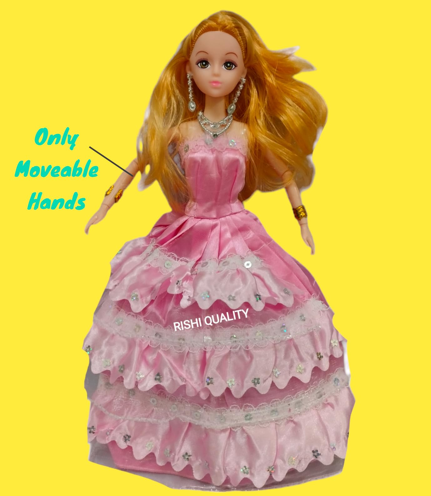 RISHI QUALITY Beautiful Dress Doll Toy with Moveable Arms , Hand for Girl. Doll with Accessoires for Playing. Birthday Return, Wedding, Diwali Gift. (Angle Cute Doll) 3