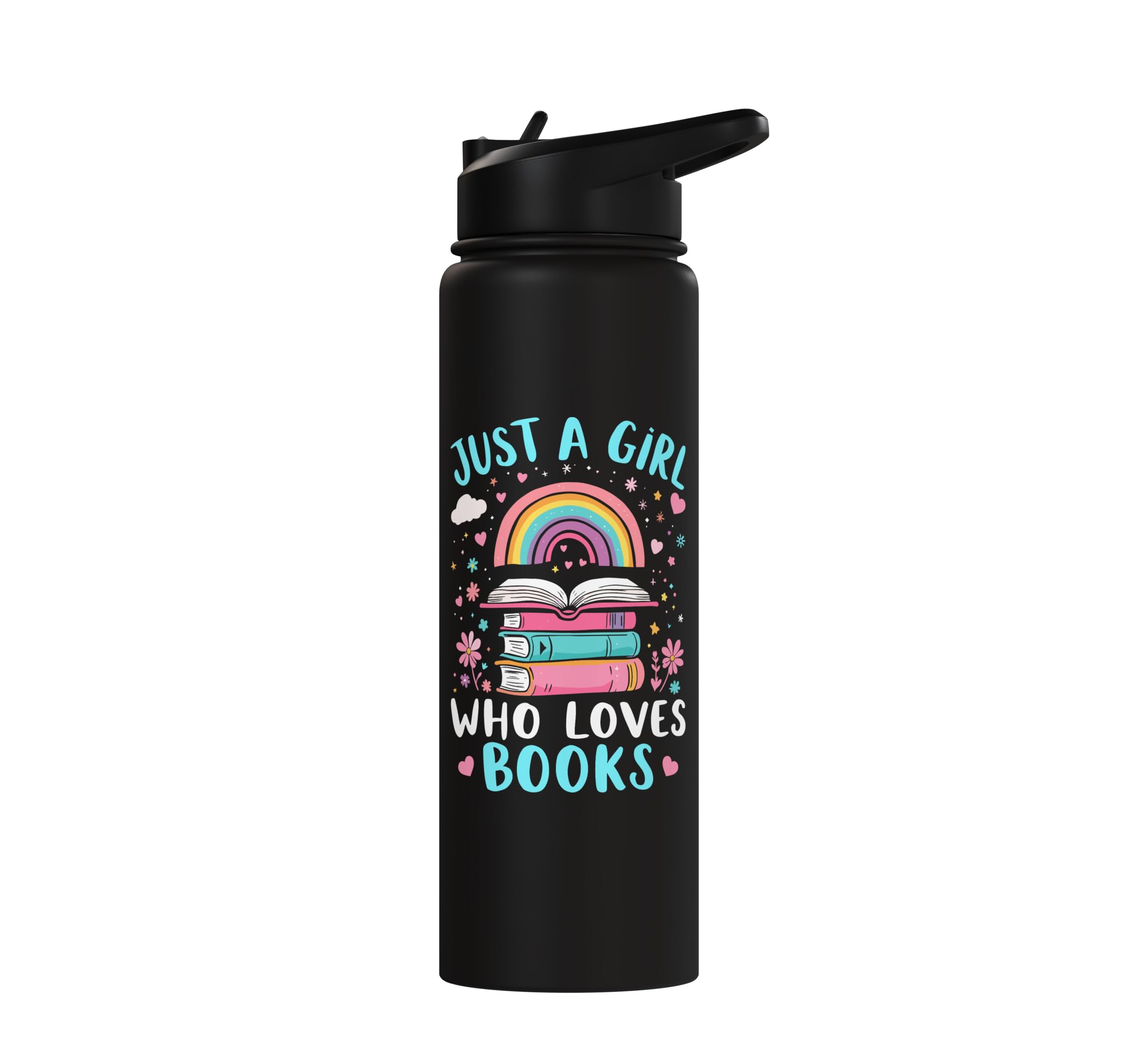 Just A Girl Who Loves Books, Reading, Bookworm, Book, Read Stainless Steel Insulated Water Bottle 4