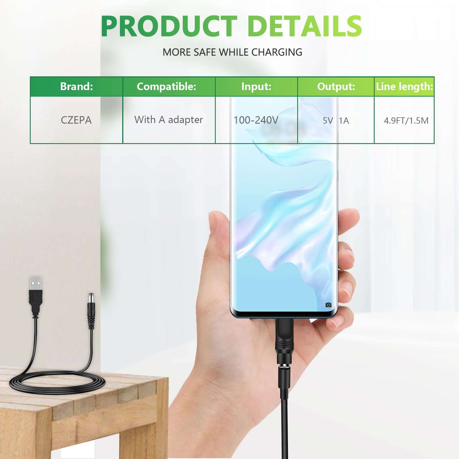 Bouge Universal DC 5V Power Cable, USB Charger Cord with 8 Types Connectors (Include Micro and USB C Android Connector) for Samsung Galaxy LG Moto and Other Android Phones Tablet Power Bank 6