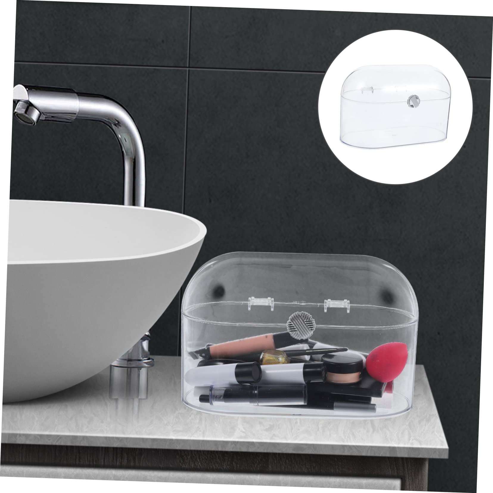 Garneck Transparent Storage Box Clear Pen Holder Makeup Organizer Case Storage Container Skincare Display Case Stationery Holder Acrylic Toiletry Storage Shelf The Pet Office Brush Desktop 6