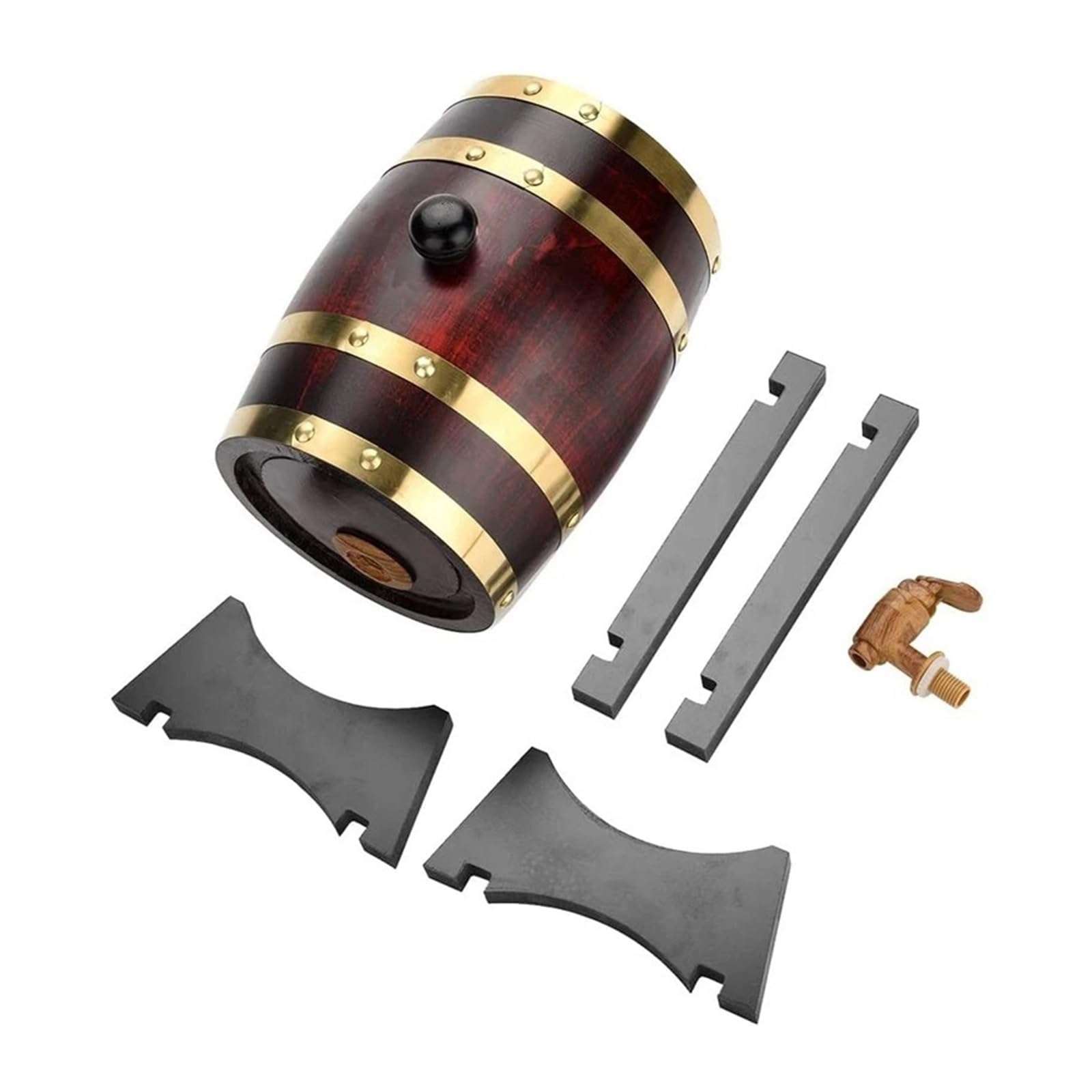 Home Brew Beer Keg 3L Wood Barrel Vintage Oak Beer Brewing Tools Tap Dispenser For Rum Pot Whisky Wine Mini Bar Tools(Metal faucet 4) 5