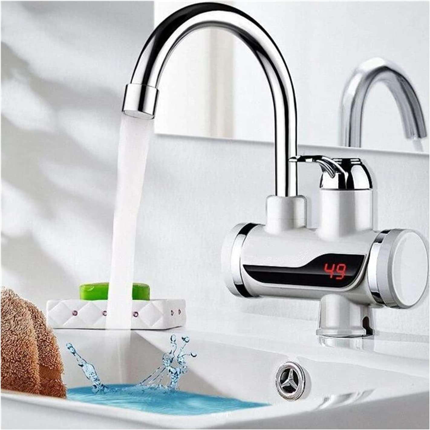 Instant Electric Water Heater Faucet Tap Hot Tap Home-Kitchen Water Heating Instantaneous Water Heater Tank Less for Tap,LED Electric Head Water Heaters for Home Kitchen 1