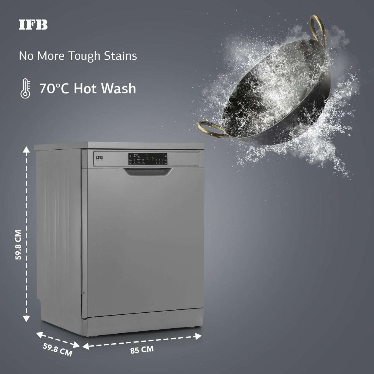 IFB 12 Place Settings Hot water wash Free Standing Dishwasher (Neptune VX1, Graphite Grey, In Built Heater with Hygienic Steam Drying, Perfect for Indian Utensils) 4