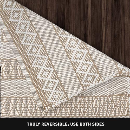 Chardin home Grey & White Boho Runner Rug 2x5 feet |Hand Woven Farmhouse Rug | Great in Kitchens entryways doormats Bathrooms Meditation Mat | Machine Washable & Reversible Cotton Rugs 5