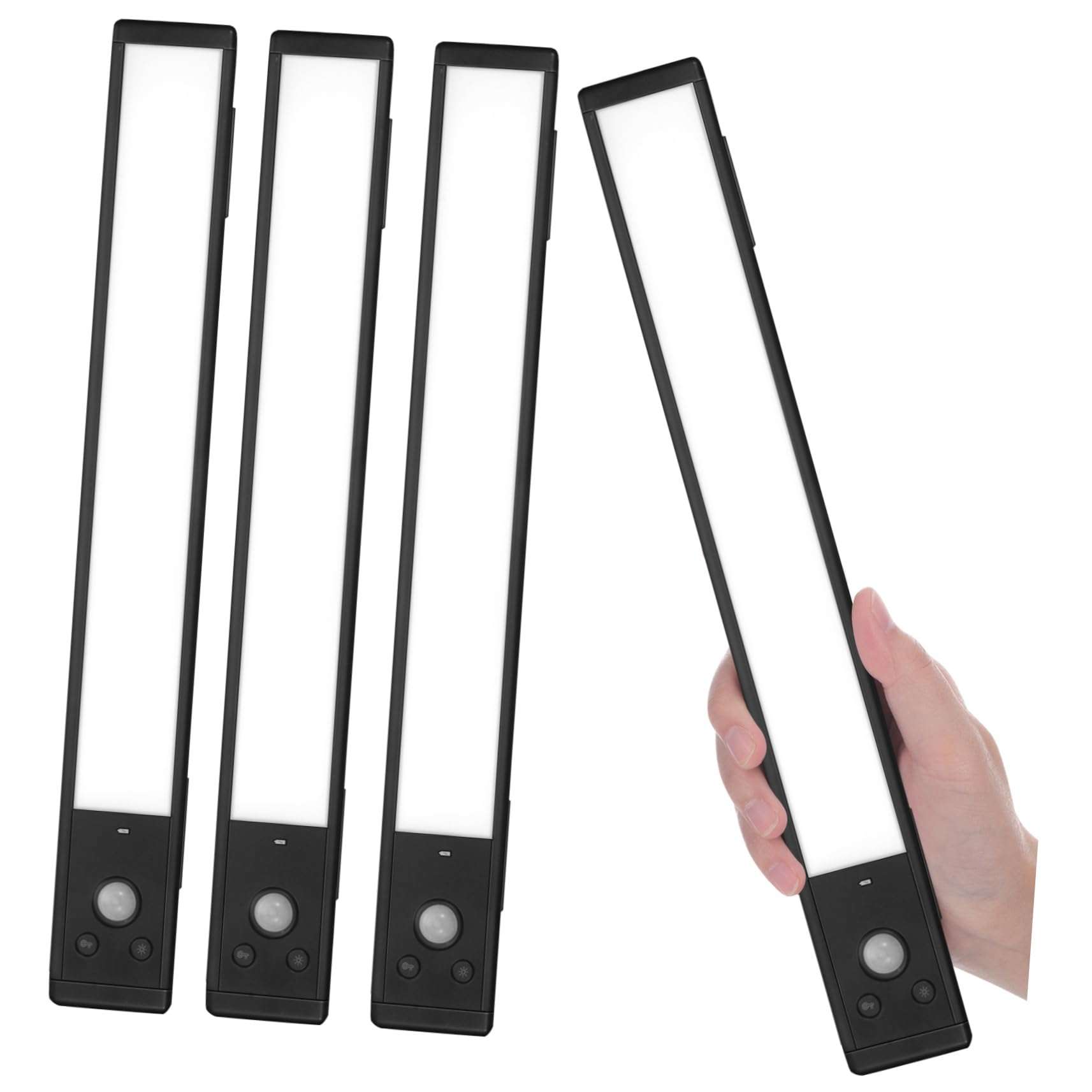 DECOMELODY 4 Pcs Motion Activated Cabinet Lights High Brightness LED Under Lights for Kitchen Hallway Stairway and Bookshelves Versatile Lighting with Easy Operation and Use 1