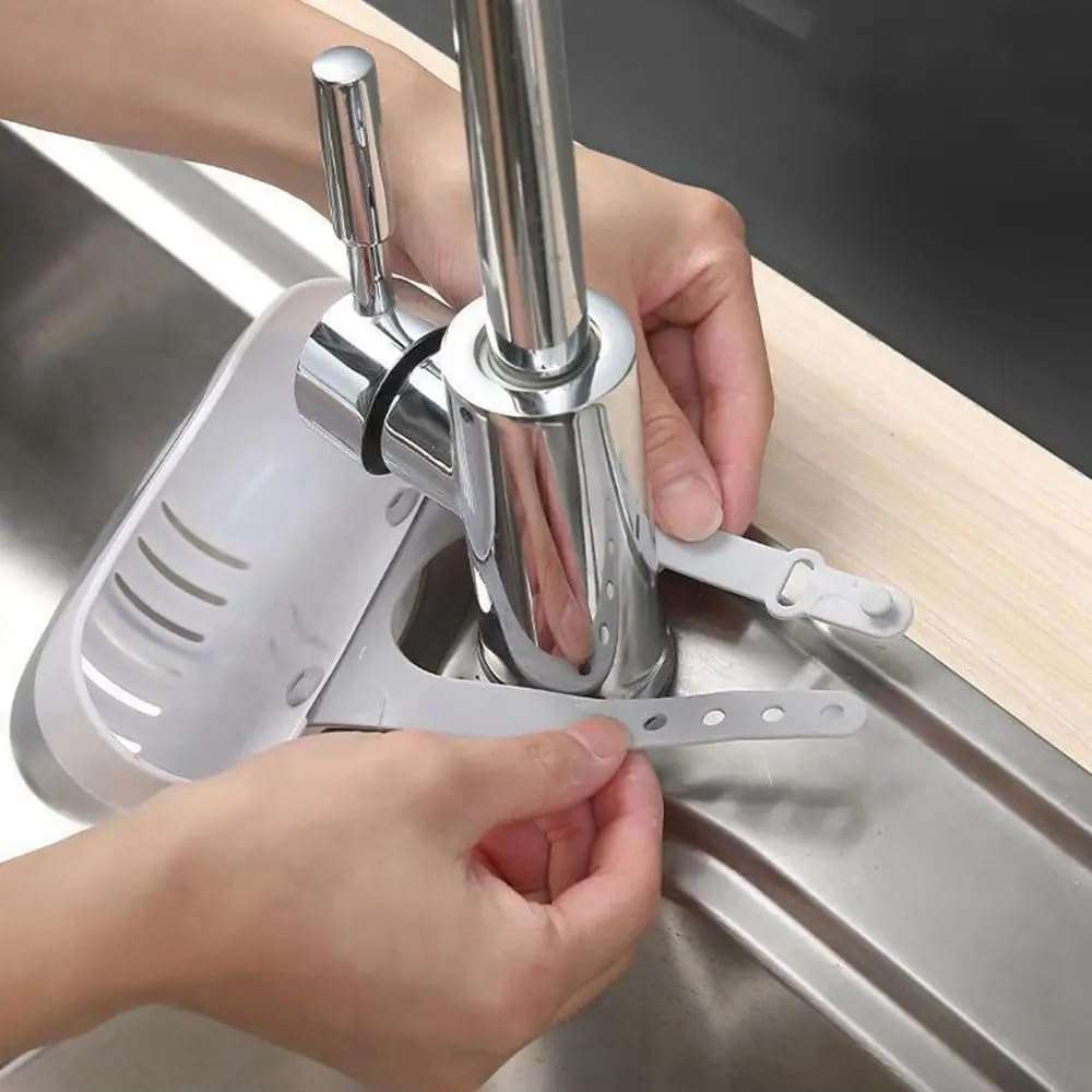 Evona Kitchen Sink Holder Hanging Drain Basket Adjustable Soap Sponge Storage Drain Basket Kitchen Storage Drain Basket Sponge Shelf Hanging Drain Basket Kitchen Tools 5