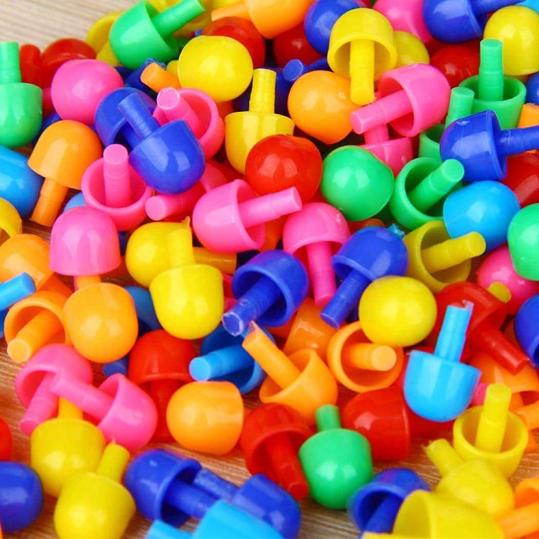 PROSPER Kids Plays Creative Jigsaw Puzzle Building Nails Blocks pin pad Block Toys Puzzle Interlocking Home Building Colorful Nails Attractive Pegboard Educational Toy 6