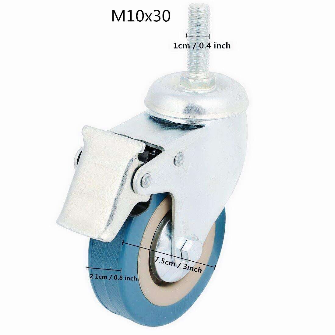 Onerbuy 4 Pack Caster Wheels Heavy Duty Swivel Casters with Brakes, Dual Locking Wheels Replacement for Industrial Trailer, Home Furniture, Office Table Cabinet (1.5 Inch M8 Stem) 2