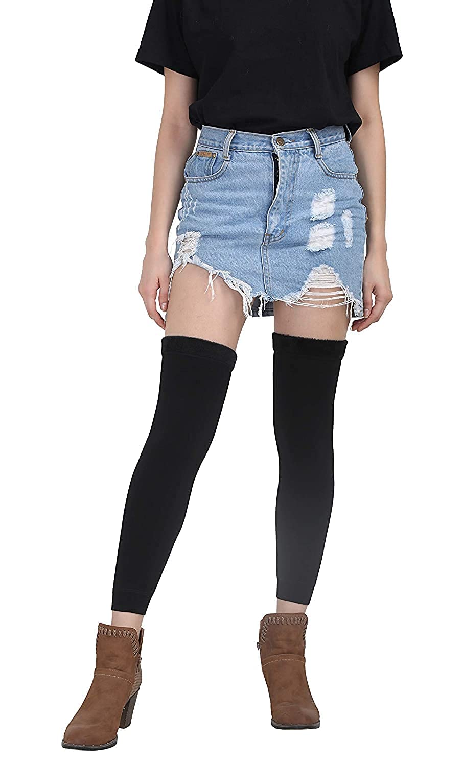 Liyana Collection Knee High Socks Woolen Leg Warmer For Women And Men (Black, 2) 6