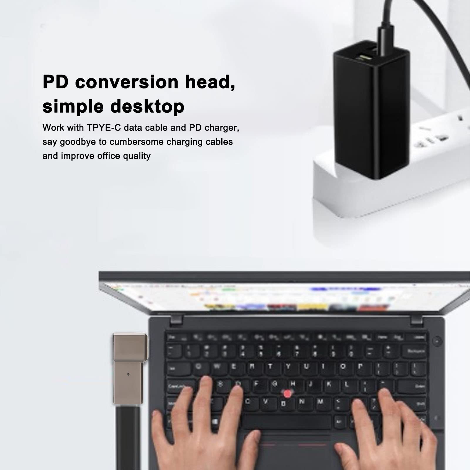 USB C to Slim Tip Adapter, 100W 5A Laptop Type C Female Input to Right Angle Slim Tip Rectangle Power PD Plug Converter for Yoga T Series T431s T440 T440p T440s, for 2