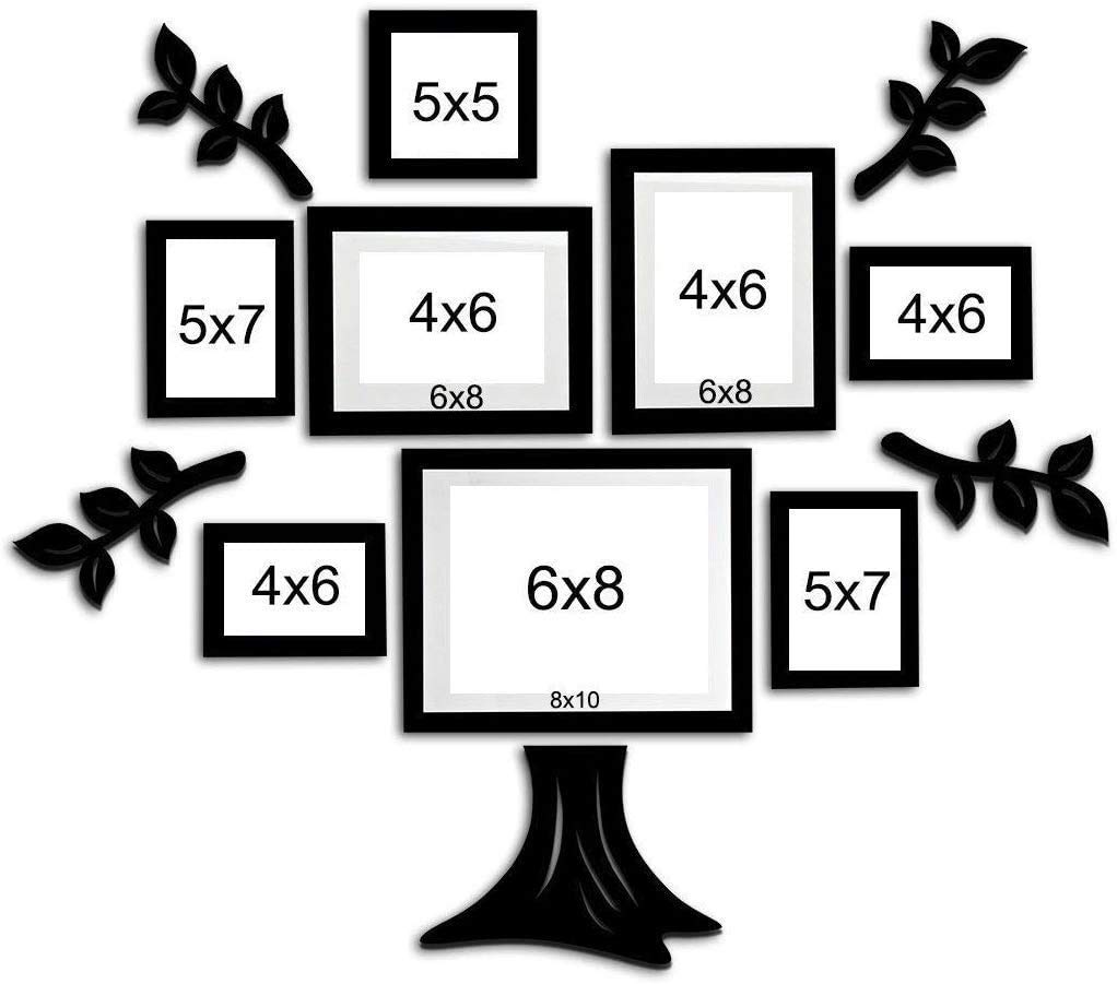 Art Street Family tree set of 8 individual wall photo frame with MDF plaque (Leaf and Trunk) 5