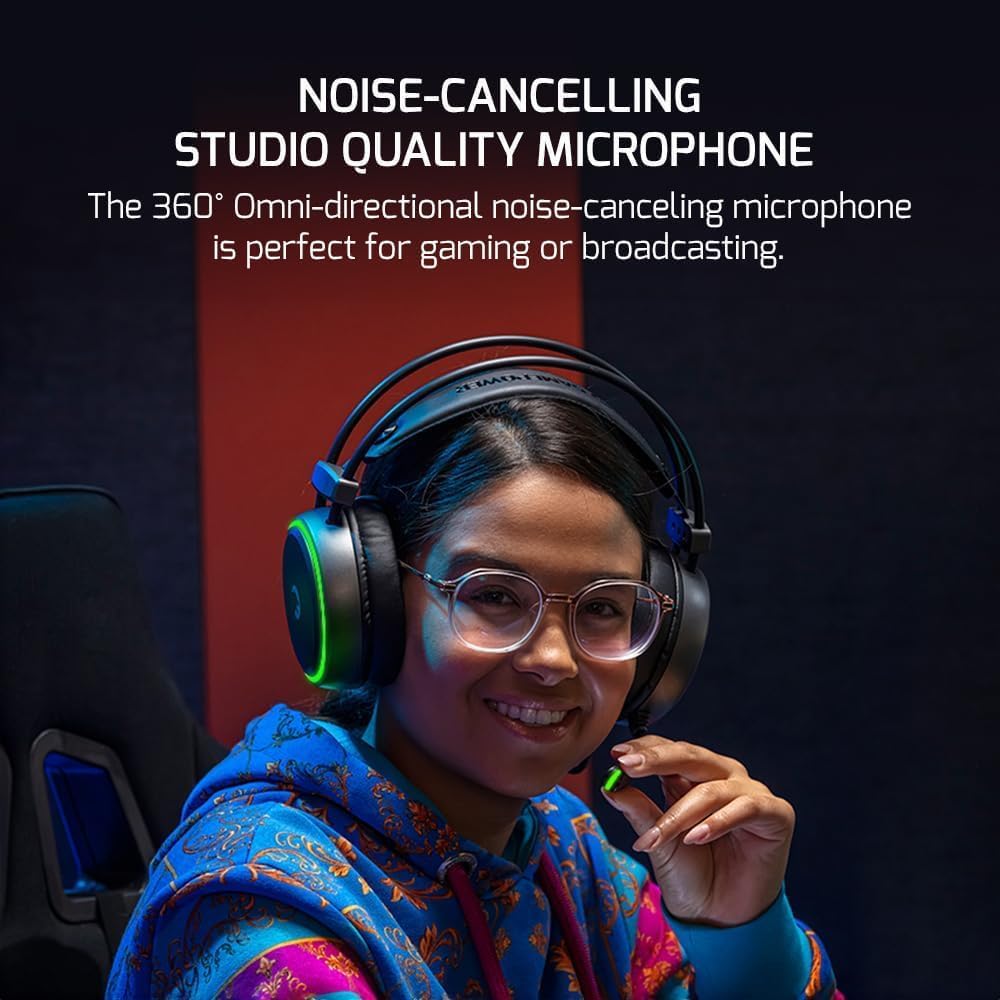 GAMEPOWER Medusa USB Gaming Headset - 7.1 Virtual Surround Sound, Wired Led Headphones with 50MM Drivers, Comfort Design, 360 Spatial Audio, Noise Cancelling Mic for PC, Laptop, Black 6