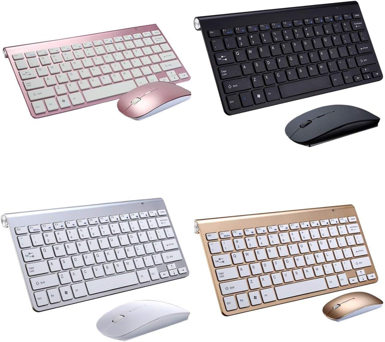 KIZJORYA 2.4G Wireless Keyboard and Mouse Mini Multimedia Keyboard Mouse Combo Set for Notebook Laptop Mac Desktop PC TV - Silver 3