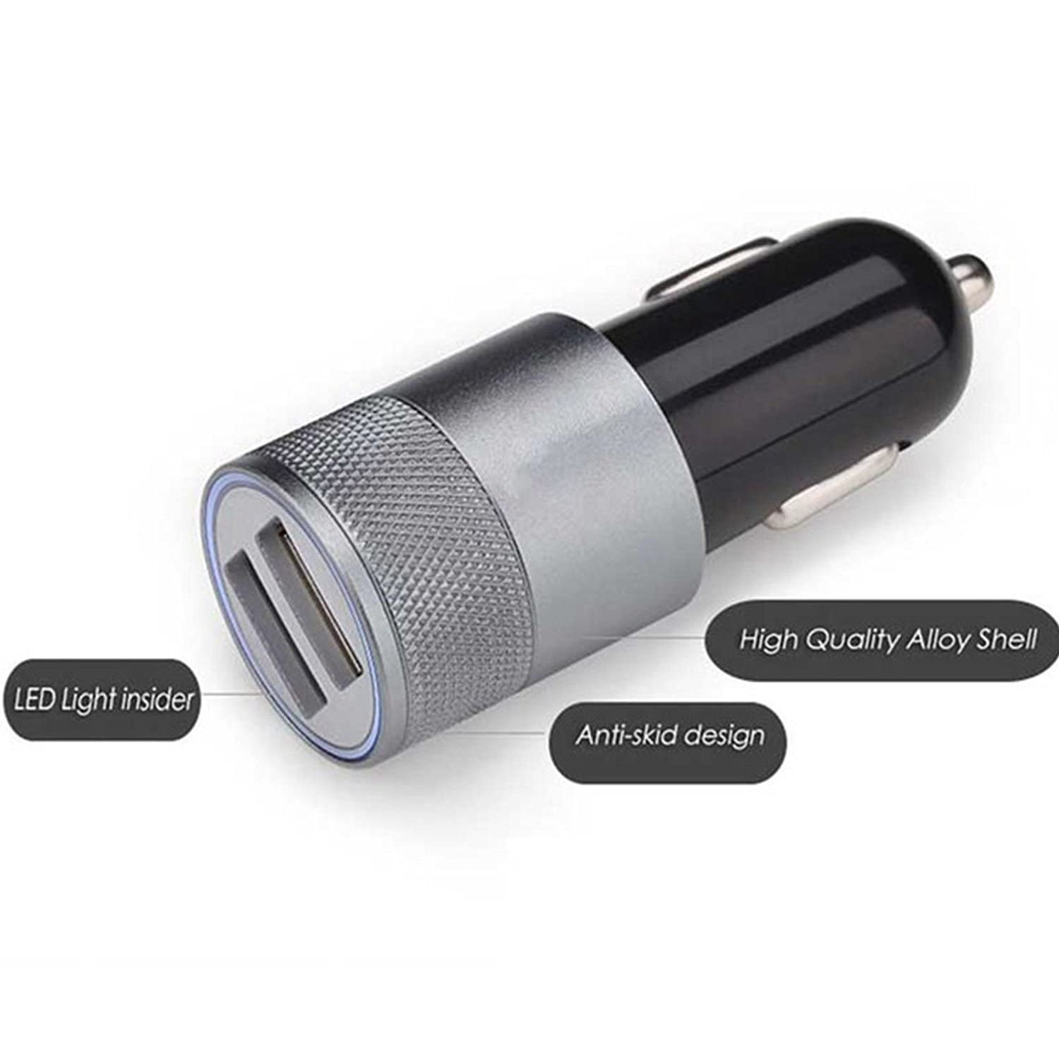 3.1a Dual Port car Charger for Vivo V3 car Charger | high Speed Rapid Fast Turbo Metal Android & Tablets car Mobile Charger with Micro USB Cable (Random colorKD 1:)- KN 1, Black 3