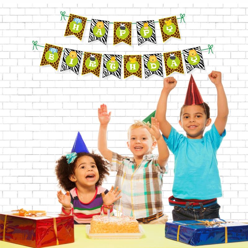 Untumble Jungle Theme Birthday Banner | Happy Birthday Banner For Boys & Girls | Goes Well With Jungle Theme Birthday Decorations | Happy Birthday Banner for 1st Birthday, Kids & Adults | Pack of 1 6