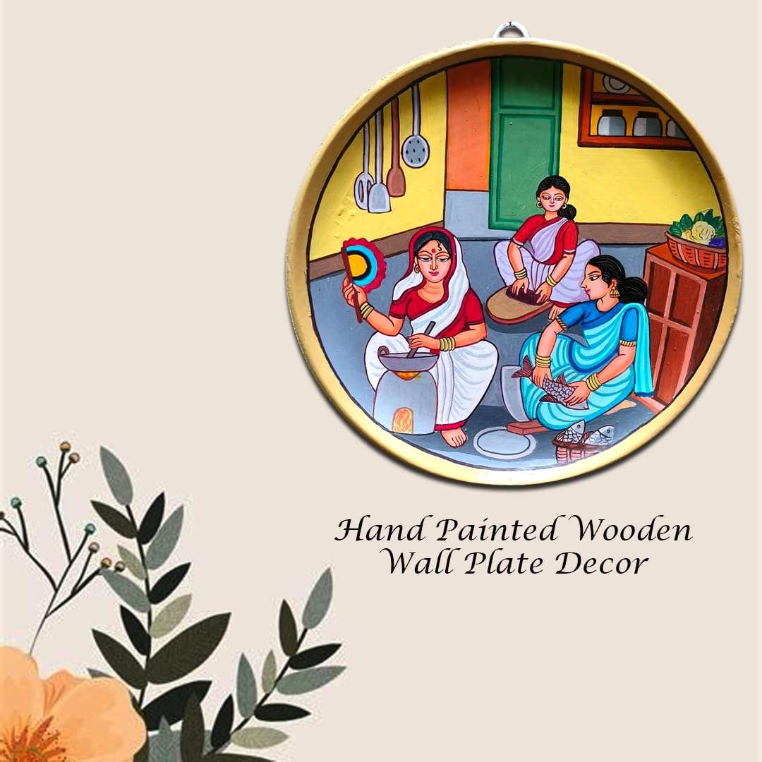 Craftooba Wooden Hand painted and hand crafted decorative wall plates Kitchen | wall hangings | wall decor | Home Decor | Office Decor 5