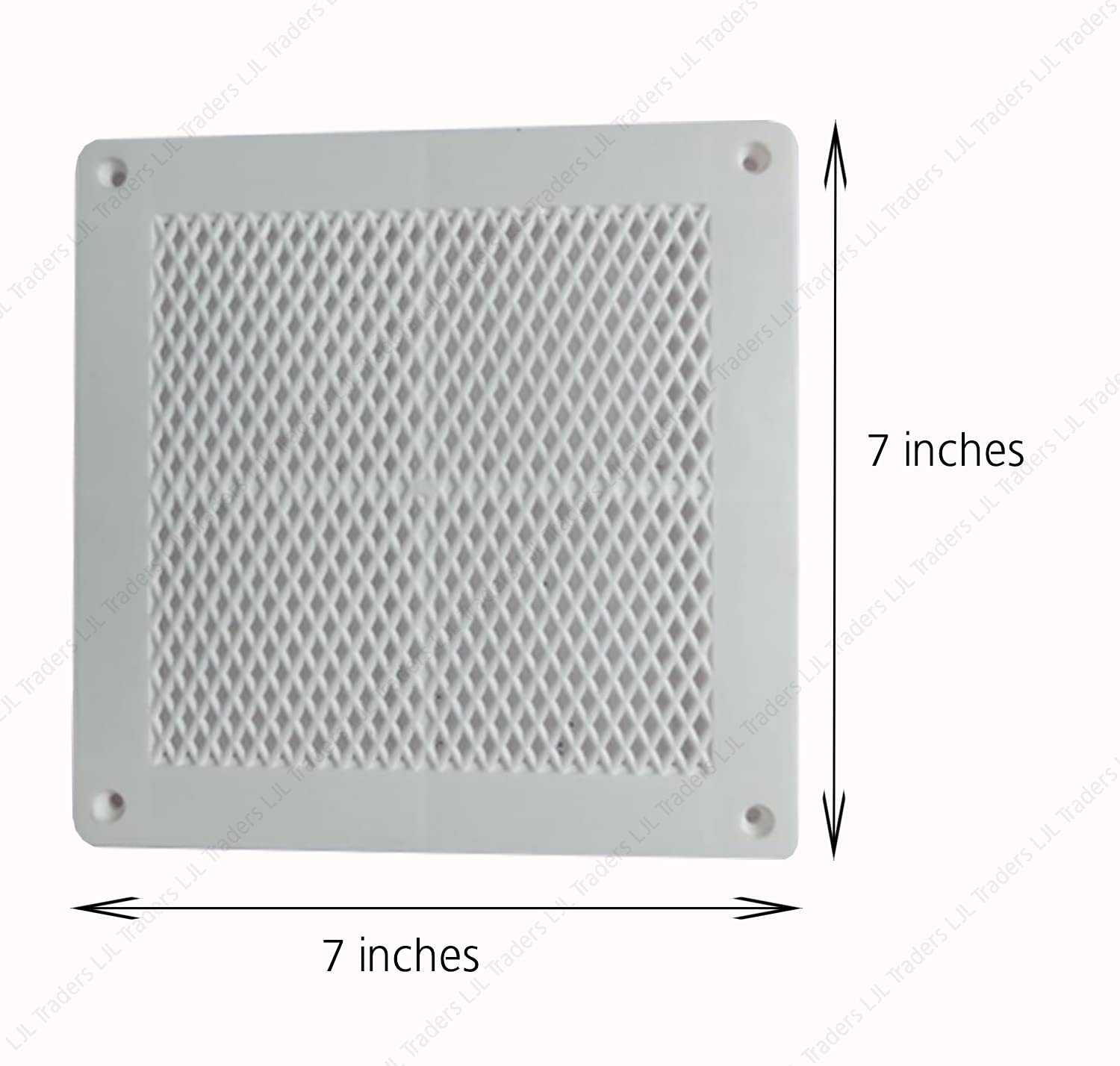 LJL Traders Wall Exhaust Fan/Chimney Vent Pipe Cover And Mosquito Net Dust controller/Air Vent Grille Cover Ducting (7 Inch Square, 3 Piece) 3