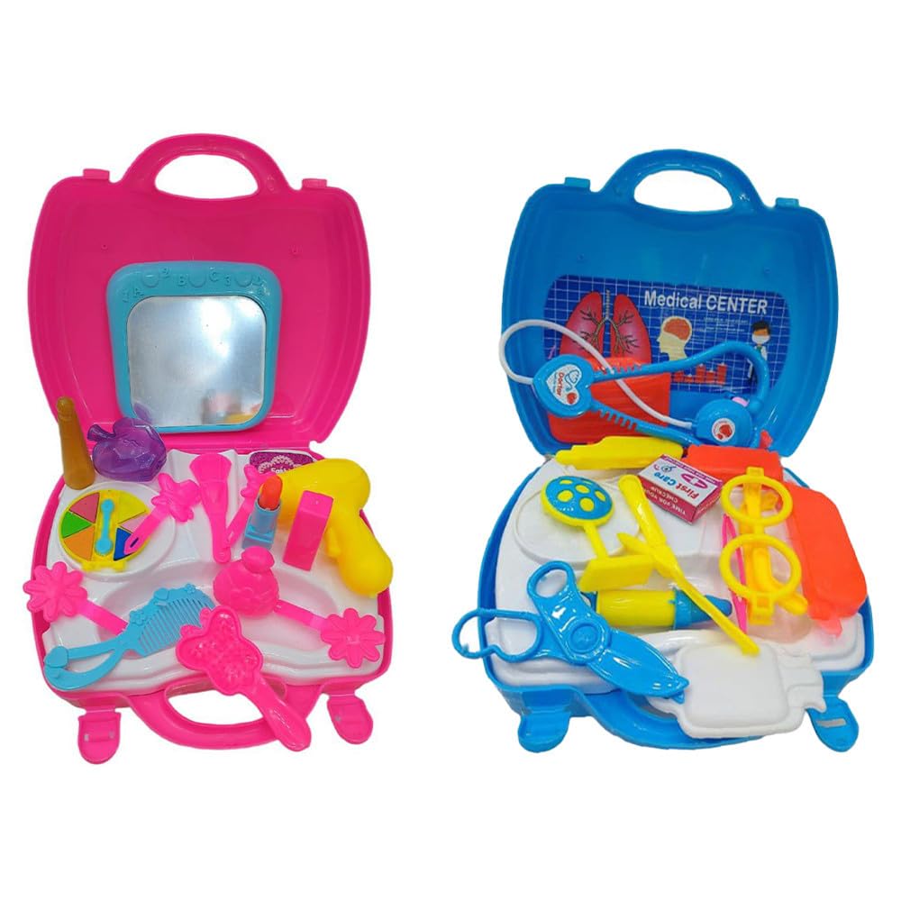 Toys Shoyes - Kids Toys Plastics Suitcase Beauty Set for Girls | Makeup Kit for Doll Girls Cosmetic Set | Kids Make Up Kit Toy Beauty Kit for Children Girls - 3-12 Years and Up & Doctor Set Suitcase 1