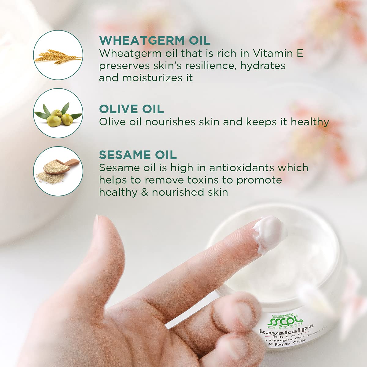 SSCPL Herbals Kayakalpa Moisturising Cream Enriched With Olive, Sesame & Wheatgerm Oil For Daily Skin Nourishment Ideal For All Skin Types (50g) (Pack of 2) 5